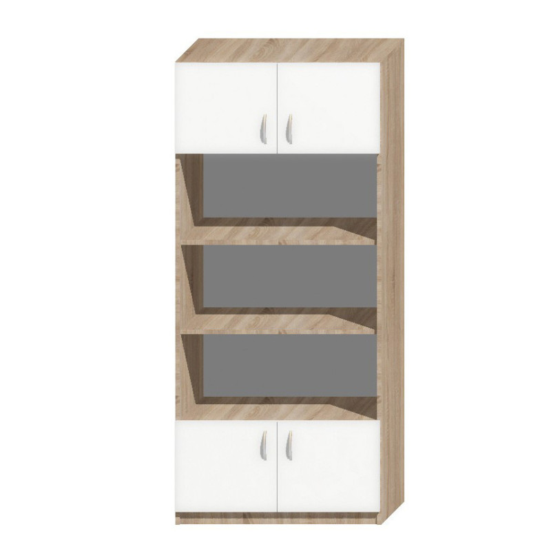 Szafa Biurowa S6 3 Półki Otwarte Zamykane Sekcje Płyta 18 mm | Asgard