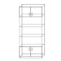 Szafa Biurowa S6 3 Półki Otwarte Zamykane Sekcje Płyta 18 mm | Asgard