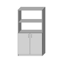 Szafa S4W150 Niski 150 cm Góra Otwarta Dół Zamykany Blat | Asgard