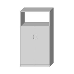 Szafa S8W150 Niski 150 cm 3 Sekcje Zamykane 1 Otwarta Półka | Asgard