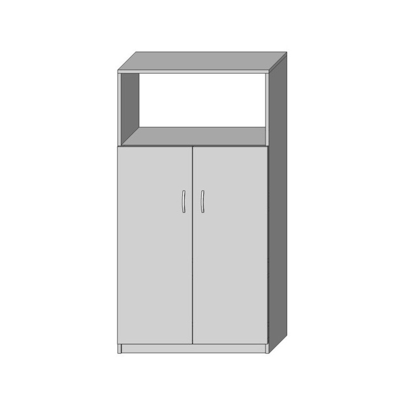 Szafa S8W150 Niski 150 cm 3 Sekcje Zamykane 1 Otwarta Półka | Asgard